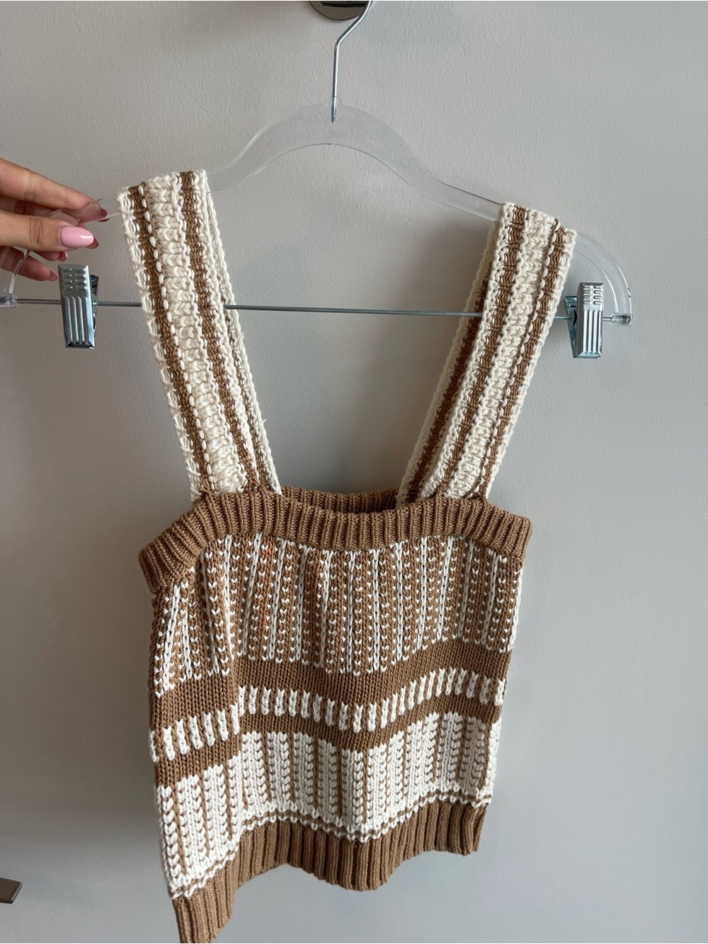Veronica Beard Cream and Brown Cropped Knit Tank Top - Picture 3 of 5